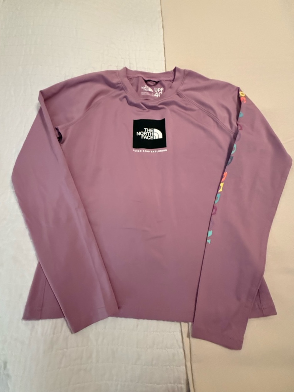 Girls Size XL The North Face Mauve/Purple Long Sleeve Logo Tee
